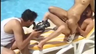 Maren Beautte anal and DP by the pool