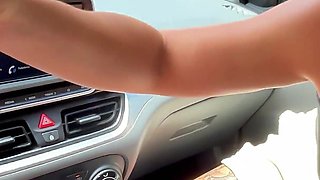 Drinking Liters of Pee in All Day, We Get "caught" High Risk, Anal Creampie Out of the Car