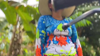 Cute peasant Latina chick is getting facialized in the jungle
