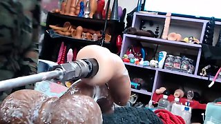 Gaping ass fetish toying from clit pumped anal booty slut