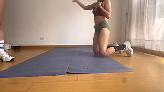 Two Girls Wrestle in Sneakers and Underwear