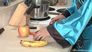Luna Monroe and her hairy pussy in the kitchen - WeAreHairy
