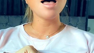 Brunette amateur babe strips off and masturbates