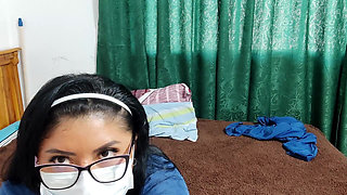 Sensual Nurse Masturbates at Home to Relax at Work