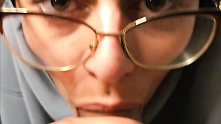 Close up Blowjob with Glasses Mia Niqab