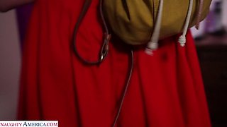 TONIGHTS GIRLFRIEND Blonde pornstar Amber Moore gives stud a schoolgirl fantasy