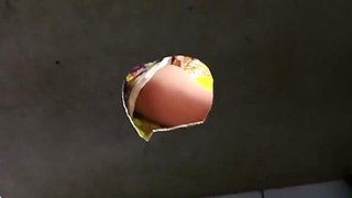 I Was Caught Peeking At My Stepsister-in-law While Colmek. And She Gives Her Pussy Through The Hole In The Wall