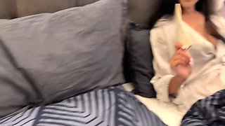Guy Wanted To Share Bed With His Sexy Buxom Stepmom But Couldn't Help Fucking Her
