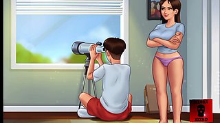 Watching my gorgeous neighbor have fun with her tight pussy