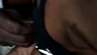 Black girl with mask blowjob in the car