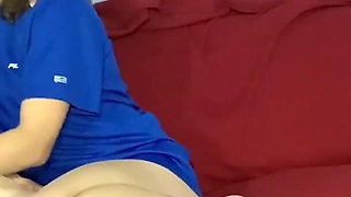 Full fuck on the couch and Mr. eats his cum hot kissing