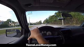 Teenslovemoney - huge titted beauty (Ashley Adams) gets towed, fucked and paid!