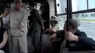 Russian teenagers fucking in a public bus