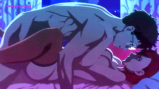 Audrey's exhausted night - triple cock gangbang - Cartoon XXX