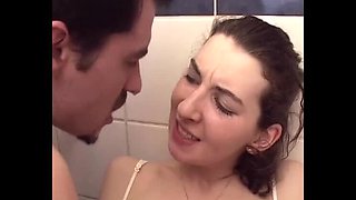 Hairy French Teen Gets Assfucked Hard in Bathroom by Boyfriend
