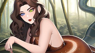 Female dom transforms into a Lamia in a jungle book fantasy