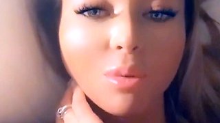 Glamour babe with big boobs masturbates in lingerie
