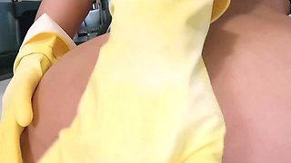 A tricky house owner gives a 100 bucks tips  to forgetful but slutty maid. The price is a gentle blowjob and  a horny fuck.