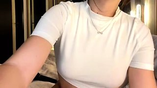 Cute curly brunette solo webcam masturbation