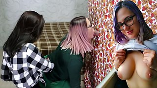 2 Girls ORAL FINISH Ejaculation Gloryhole EVA & LARUNA - Home Made Honey60fps - Eva e