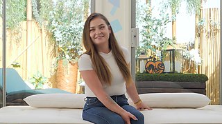Anastasia, the hot long-haired girl with small tits, gets fucked hard.
