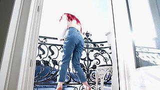 Wetting Jeans And Smoking On Balcony