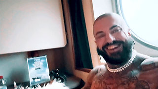 She Gives Me a Messy Blowjob on My Pierced Cock on the Ferry. I Cum in Her Mouth and Kiss Her, Licking the Cum