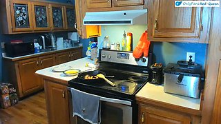 Busty Redhead MILF Cooks Breakfast Naked in Apron - Hot Homemade Submission