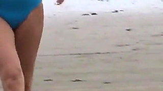 Real Video of Mother on the Beach, Exhibits, Masturbates and Fucks for the First Time with Stepson