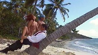 Amateur aussie MFF threesome on public beach
