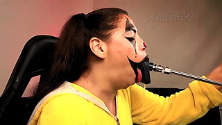 Naughty Clown Fucks Her Throat with a Fuck Machine