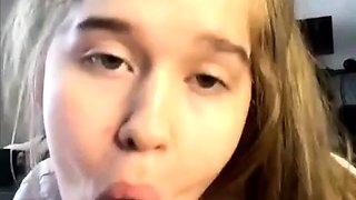 beautiful and cute teen sucking a dildo on camera 8745220089