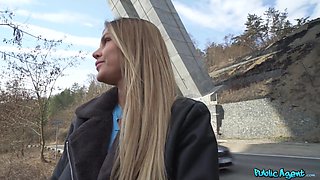 Curvy blonde Czech slut bounces on big cock for money