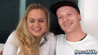 Blonde Barra Brass Anally Fucked and Creampied as Her Cuckold Looks On