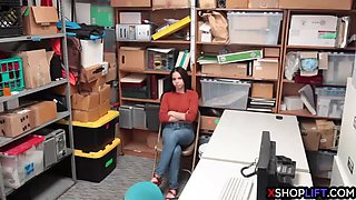 Tighty teen thief suspected and fucked by a security guy