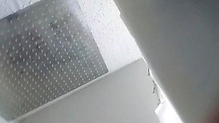 Ebony girl showers her big ass amp masturbating
