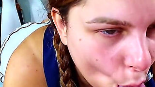 POV Girl with Pigtails in Hot Sexy Student Uniform Sucking Cock
