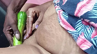 My Wife Hot Cucumber Fingering and Fuck My Dick