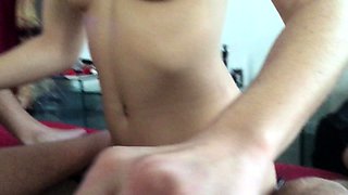 Amateur chubby brunette POV fuck and facial