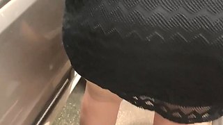 Gas Station No Panties in Micro Dress