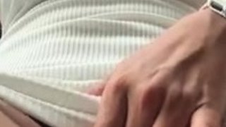 Brunette Tranny jerking in hard dick in solo Webcam