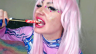 Sexy and erotic lollipop sucking. Lip fetish, spit fetish, sucking fetish, mouth fetish