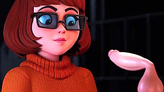 Velma gives a gentle blowjob 3D animated