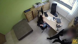 Loan4k. serious loan agent drills butt-hole of pretty brunette