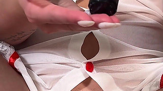 Slutty Nurse Prepares Her Pussy with Fingers Before Big Toy Play
