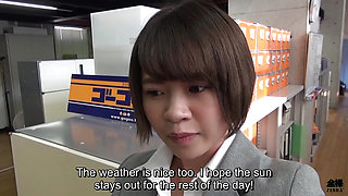 Japanese female employee tasked with breaking in a new lesbian