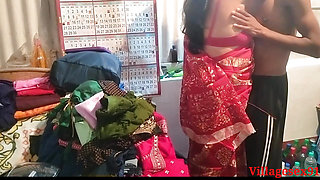 Indian house mad fuck husband in home with saree by local village wife