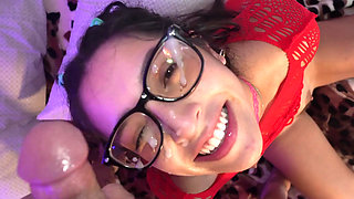 Threesome fetish sex with young brunette Madison Wilde