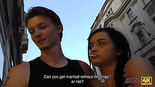 HUNT4K. Pretty darkhaired babe shagged by stranger to earn...