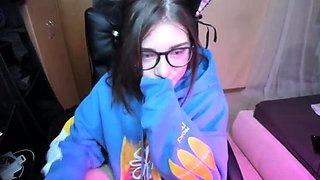 Cute Catgirl Katya Letova Fingering Pussy & Masturbating with Dildo - Quiet Meow BJ & Tits Flash